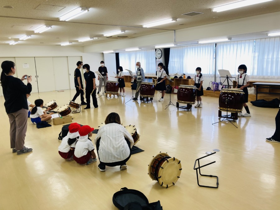 西江原小学校音楽クラブ、与一太鼓体験❗️